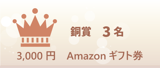 銅賞3名の商品はAmazonギフト3千円分です