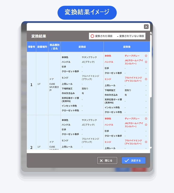 まとめて変換の実行結果画面
